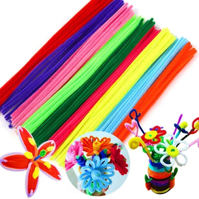 100 Pipe Chenille Sticks Cleaners Stems Assorted Crafts Plain Y4 Hot 30