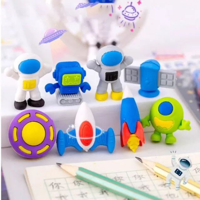 2PCS Wipe Clean Astronaut Funny Erasers Children's School Supplies  Student