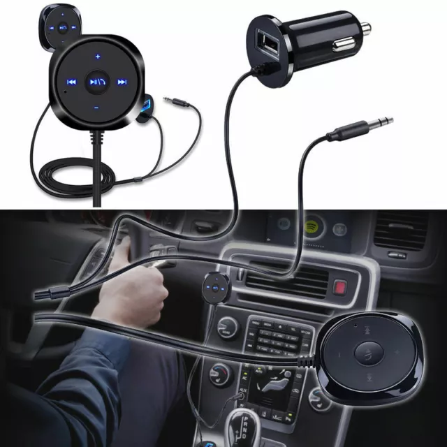 Bluetooth AUX USB Charger Car Kit 3.5mm Adapter Handsfree Audio Music Receiver