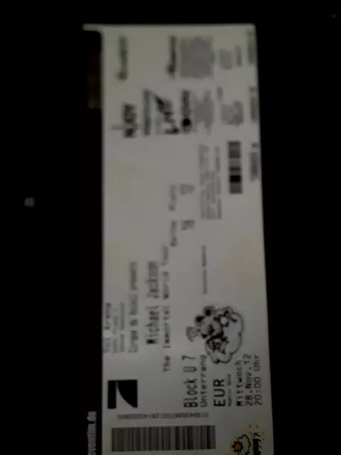 MICHAEL JACKSON Sammler Ticket Eintrittskarte The Immortal World Tour Hannover