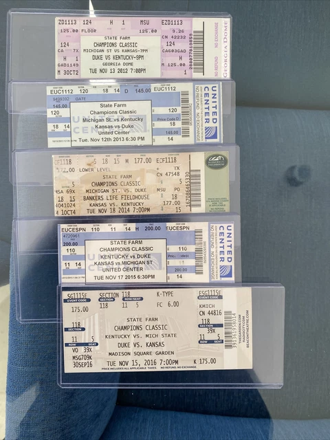 DUKE/KENTUCKY/KANSAS/MICHIGAN STATE-CHAMPIONS CLASSIC -5 Tickets 2012-2016