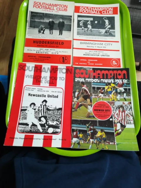 4 x Southampton 1970s home football programmes. All different