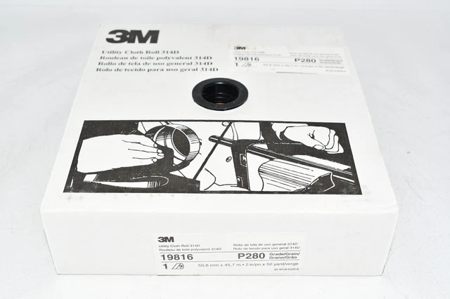 NEW 3M 19816 Utility Cloth Roll 314D 2 Inch X 50 Yard P280 Grade