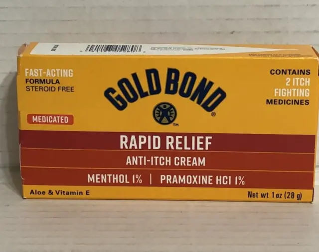 1 Gold Bond Rapid Relief Medicated Anti-Itch Cream STEROID FREE 1 oz Vitamin E