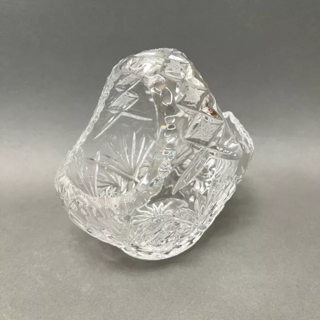 Clear Crystal Cut Glass Small Basket 5 3/4" High