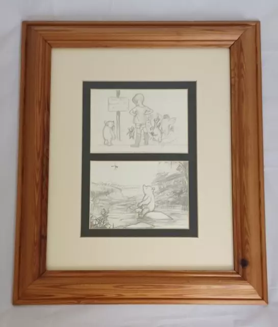 E.H.SHEPARD Winnie The Pooh Pencil Sketches Reproduction Art Print-FRAMED43x36cm