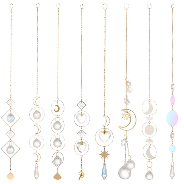 Anillo de luna de cristal de jardín atrapassol ventana atrapassol prisma colgante adorno