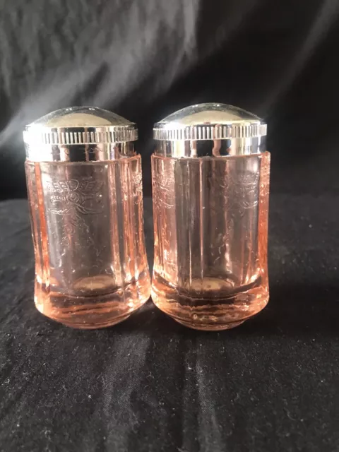 Vintage Pink Depression Glass Salt And Pepper Shakers