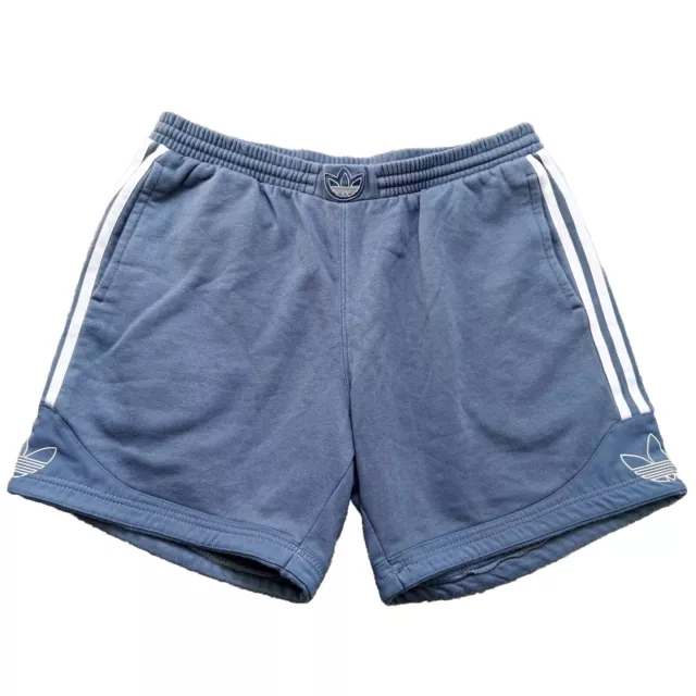Mens Adidas Originals Cotton Shorts Casual Summer Fleece Short Size Large Blue