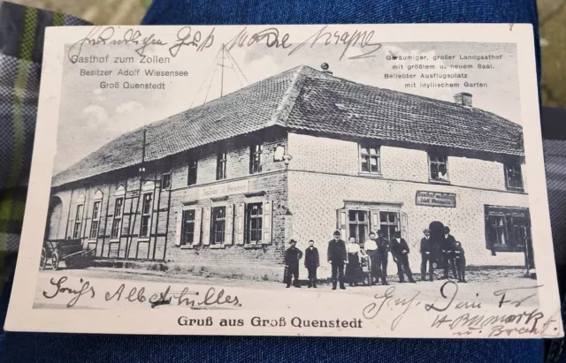 Alte Postkarte AK Gruss aus Groß Quenstedt Sachsen-Anhalt  Gasthof Zum Zollen...