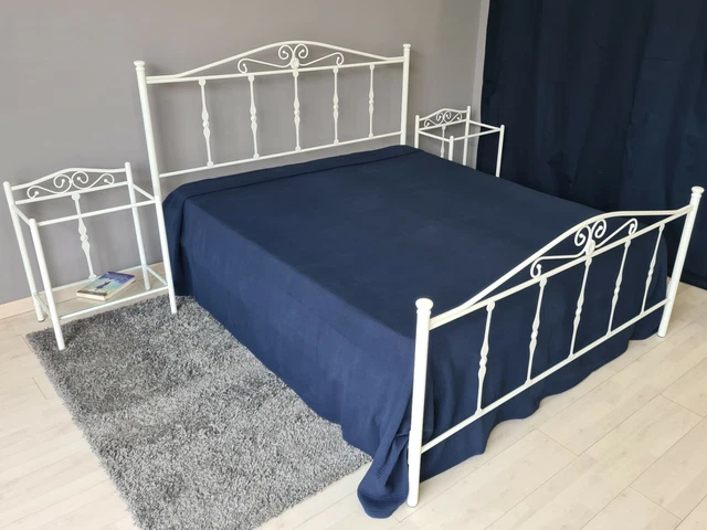 Letto Matrimoniale 160x190 Con Testiera E Spazio Archiviazione - Struttura In Acciaio, Design Moderno, Nero - Foto 9