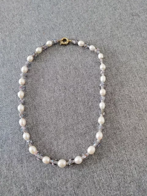 Collier En Perles D'eau Douce Et Perles De Venise Anciennes