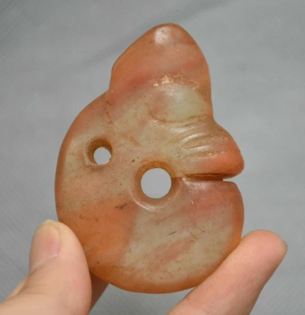 6.5CM Rare Hongshan Culture Old Red Crystal Carved Pig Dragon Pendant