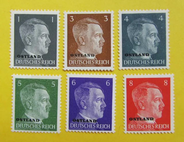 DeRe - 1941 Freim. Hitlerkopf-Marken mit Aufdruck Ostland, postfr.