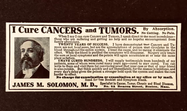 1905 Quack Medicine Advertisement Cancer Cure Purified Blood Antique Print AD