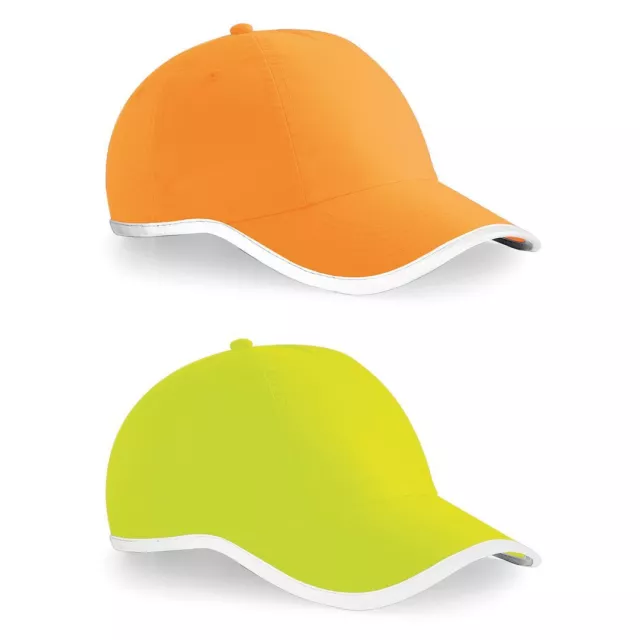 Beechfield Hi Viz Cap Visibility Safety Headwear Baseball Reflective Neon Hat