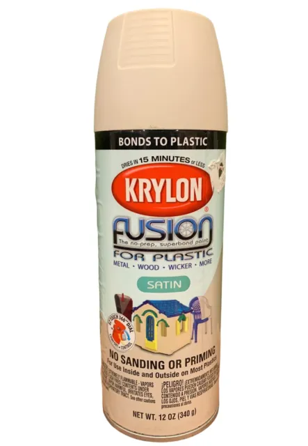 Krylon Fusion Spray Paint for Plastic 2437 Satin Almond Discontinued One Can