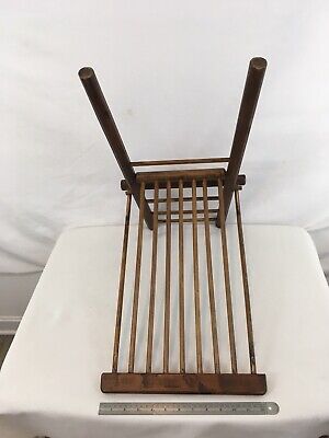 Vintage Mid Century Wooden Spindle Folding Gout Stool Leg Rest Medical Furniture 3