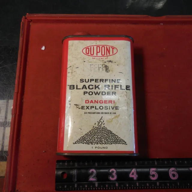 Empty  Advertising Dupont Superfine Black Rifle Powder Tin Can Collectible