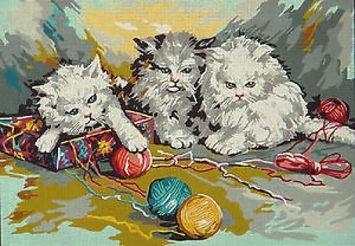 Kittens Playing Tapestry Canvas (Gobelin L) 45xcm x 60cm