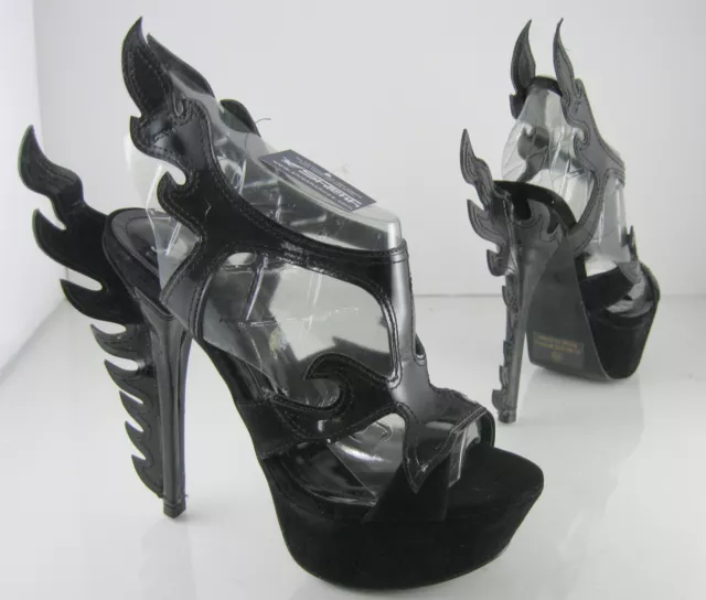 new ladies Black 6.5"High Heel 2" Platform Flame Evening Sexy Shoes Size 5.5