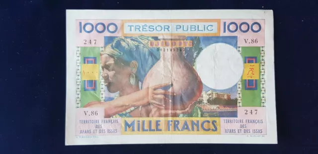 rare  1000 frs trésor public territoire français des afars et des issas Djibouti