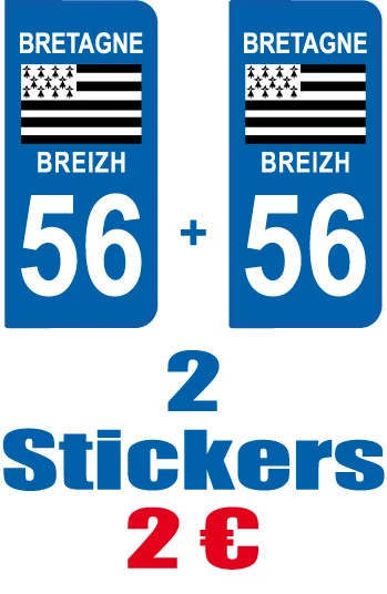 2 Stickers Plaque Auto Immatriculation - Département 20 (2B) Avec Logo - Neufs, Garantie 3 Ans