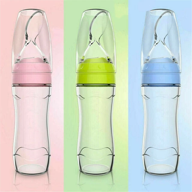 Seguridad 120 ml botella de leche exprimida alimentos alimentador de arroz botella de alimentación con cuchara