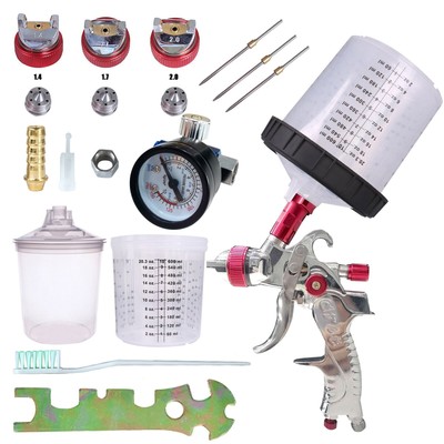 HVLP Auto Paint Air Spray Gun Kit Gravity Feed Car Primer 1.4MM 1.7 2.0MM Nozzle