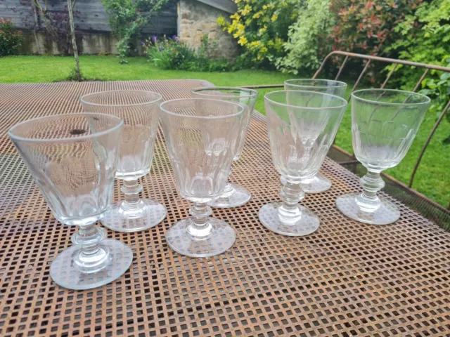 Lot De 7 Verres A Vin Ou Eau Anciens