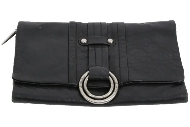 Vintage ZIORDIA Black Leather Clutch Bag