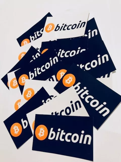 2 pack - Bitcoin Logo Sticker High Gloss black/white 2" x 3.5" decal stickers 