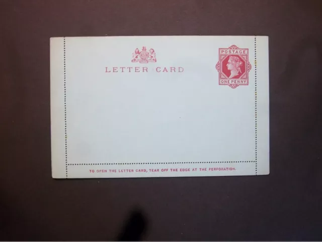 GB Postal Stationery 1892 QV 1d carmine Letter Card deeper blue card H&B LCP1b