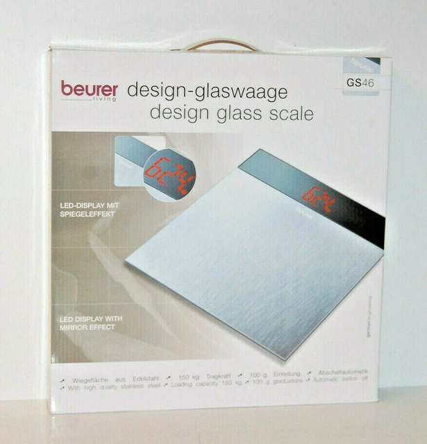 Beurer GS 46 Design-Glaswaage Personenwaage 150 Kg hochwertiger Edelstahl