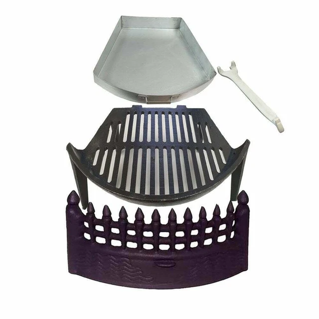 FIRE GRATE SET with Castle Fire Front Fret Ashpan & Lifting Tool Cast