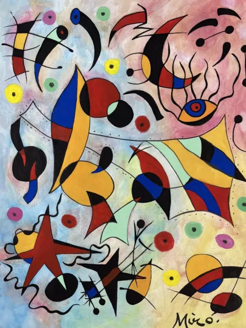 Joan Miro (Handmade) Drawing - Painting Inks on old paper signed & stamped Joan Miro (Handmade) Drawing - Painting Inks on old paper signed & stamped