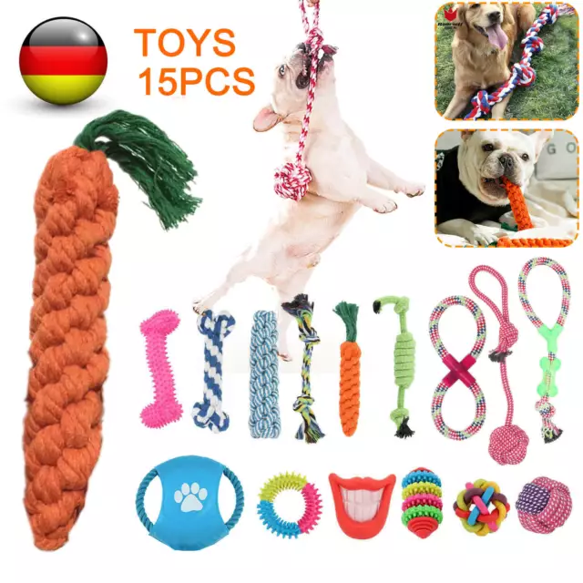 15x Set Hunde Spielzeug aus Seil Kauspielzeug Pet Dog Toy Hund Welpen Kauen