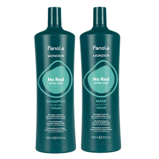 Kit FANOLA Wonder No Red Shampoo 1000ml + Mask 1000ml