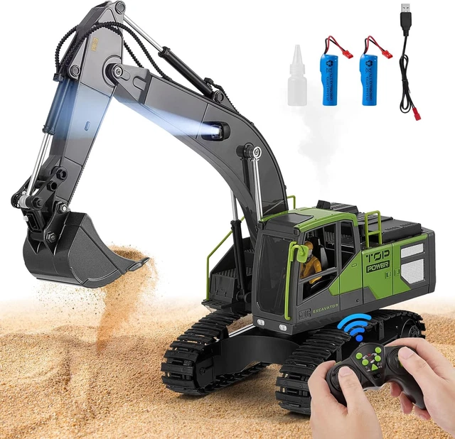 Remote Control Trackhoe REMOTE CONTROL EXCAVATOR RC Digger Tractor Toys for Boys 13-Channel 2 ...