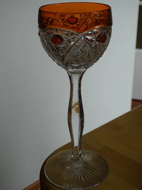 ANCIEN VERRE A VIN DU RHIN ROEMER CRISTAL BACCARAT ORANGE MODELE R.41 ht 19,5 cm