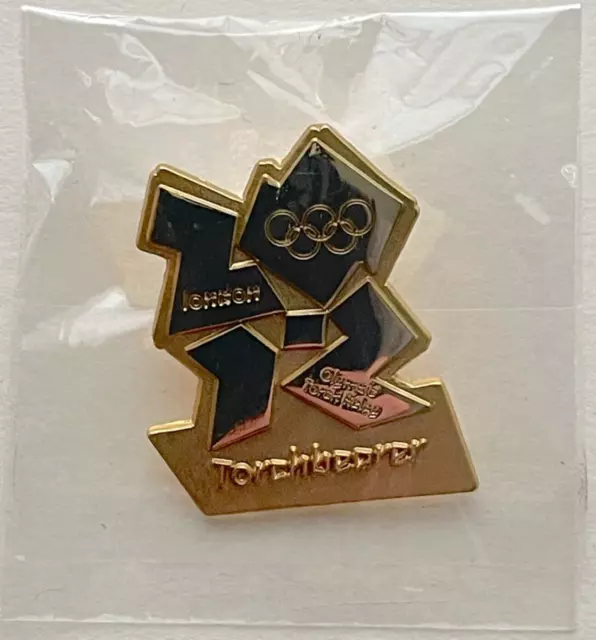 Rare London 2012 Olympics Gold Olympic Torch Relay Torchbearer LOCOG Pin Badge