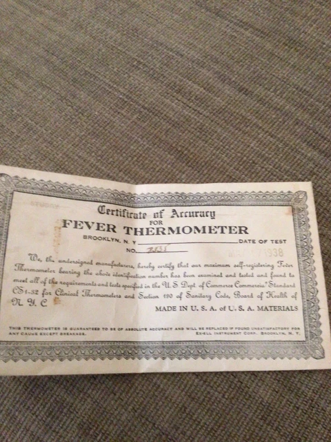 1938 Fever Thermometer Envelope