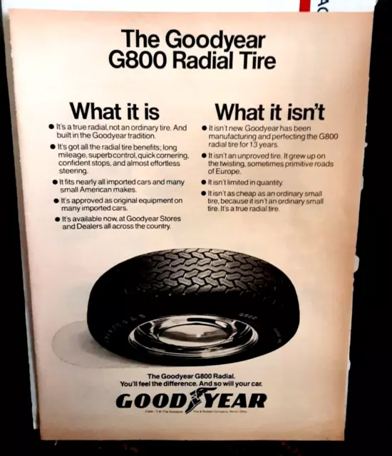 Goodyear G800 Radial Tire 1972 Original Print Ad