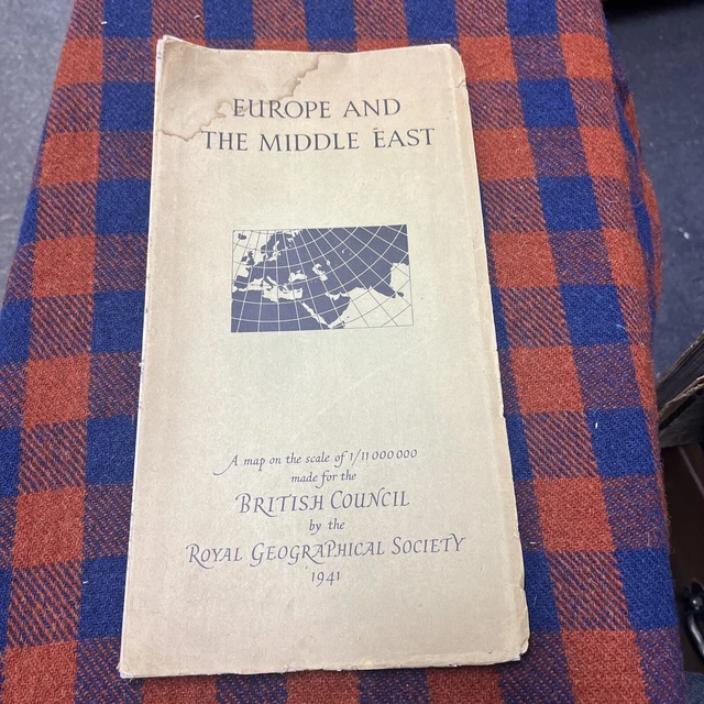 ROYAL GRAPHICAL Society 1941 map of Europe in the Middle East Fd32 £24.
