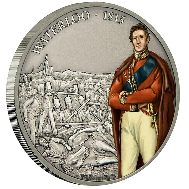 Silbermünze Schlacht bei Waterloo (2.) 2017 - Niue - 1 Oz Antik Finish