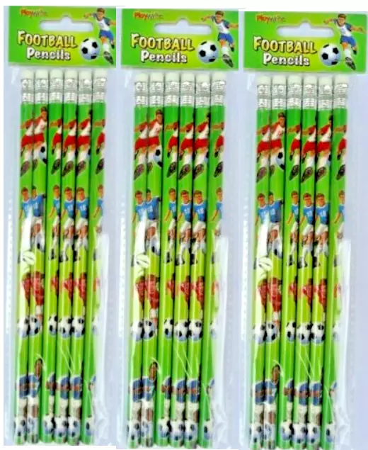 FOOTBALL Pencils & Erasers Boys Kids Party Bag Fillers School Stationery