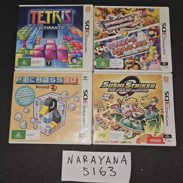 3DS Puzzles Games Mario Tetris Picross Sushi Striker Nintendo