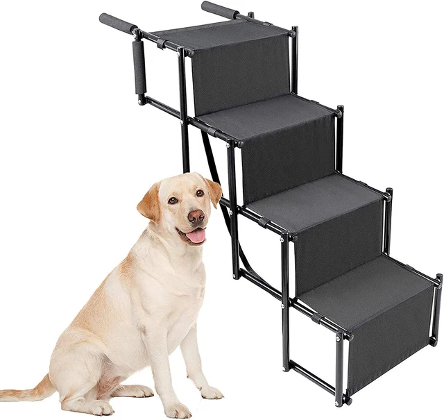Rampa de coche para perro SEEZSSA, 4 pasos escaleras para perro para perros medianos y grandes, mascota portátil