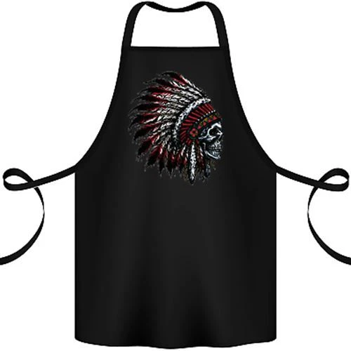 Indian Skull Headdress Biker Motorcycle Cotton Apron 100% Organic