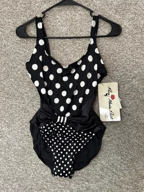 Vintage Rose Marie Reid Pin Up Black White Swim Suit Size 10 (Small) W/ TAGS